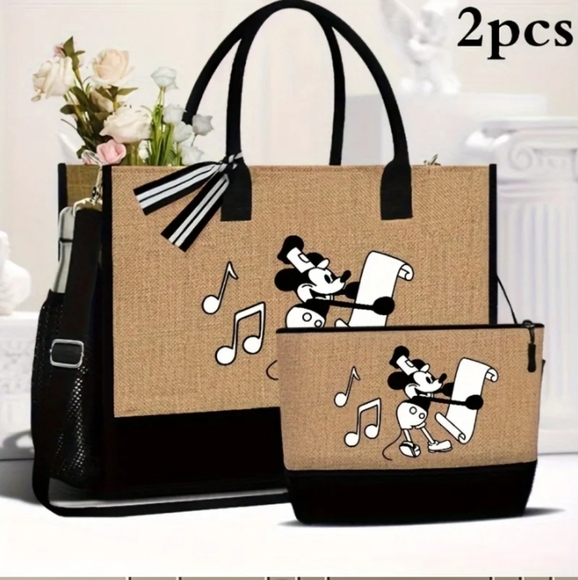 Disney Handbags - Mickey Mouse Large Capacity Tote Bag W/ Matching Wristlet